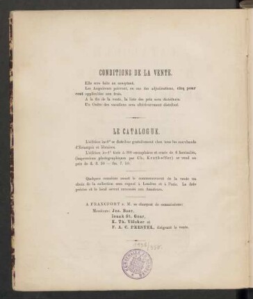 Condition de la vente