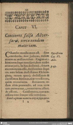 Caput VI. Continens falsa Adversarii, circa eandem materiam