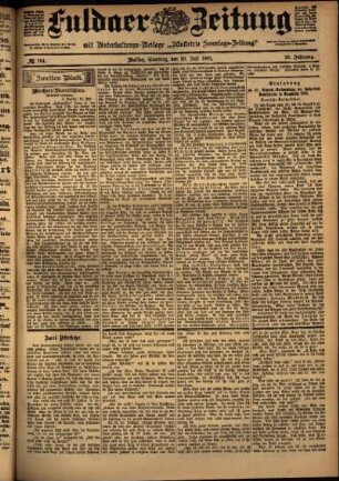 Zweite Ausgabe vom Samstag, den 20. Juli 1901.
