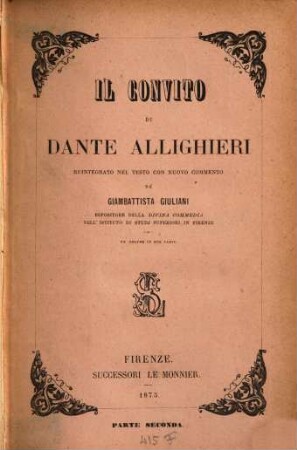 Il convito di Dante Allighieri. Parte seconda