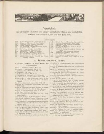 Verzeichnis der wichtigeren deutschen und einiger ausländischer Bücher und Zeitschriften-Aufsätze über moderne Kunst aus dem Jahre 1902
