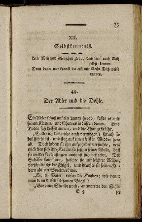 XII. Selbsterkenntniß. - XIII. Weisheit.