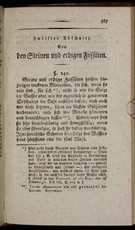 Zwölfter Abschnitt. Von den Steinen und erdigen Fossilien