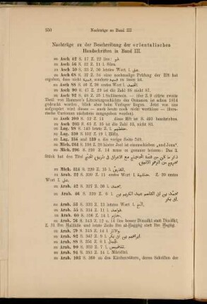 Nachträge zu der Beschreibung der orientalischen Handschriften in Band III.