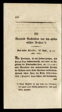 III. Marmols Nachrichten von den afrikanischen Reichen