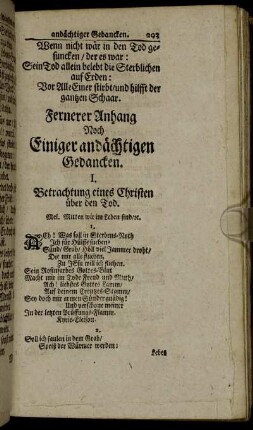 Fernerer Anhang Noch Einiger andächtigen Gedancken.