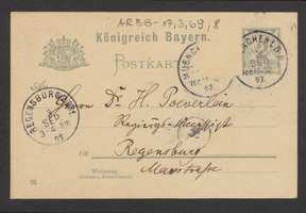 Brief von Franz Vollmann an Hermann Poeverlein