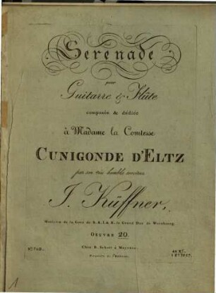 Sérénade pour guitarre & flûte : oeuvre 20