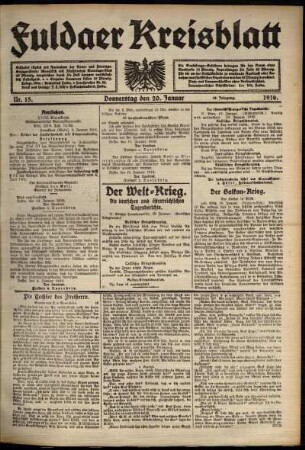 Ausgabe vom Donnerstag, den 20. Januar 1916.