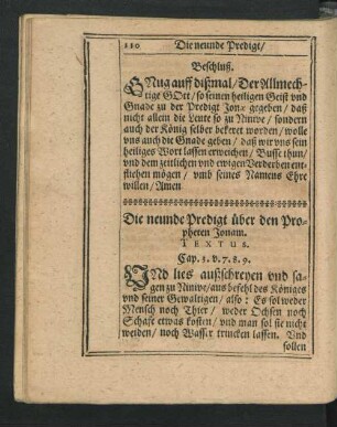Die neunde Predigt über den Propheten Jonam.