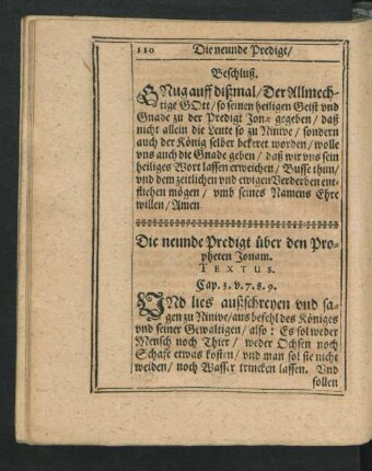 Die neunde Predigt über den Propheten Jonam.