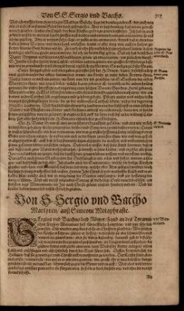 Von Sergio und Baccho Martyrern/ ...