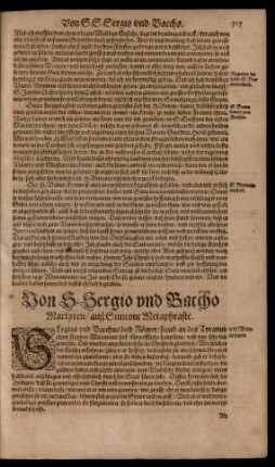 Von Sergio und Baccho Martyrern/ ...