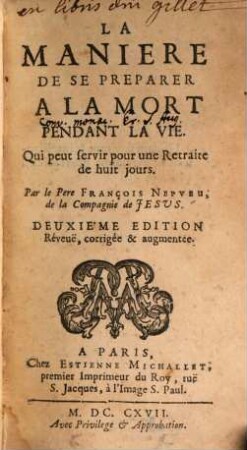 La maniere de se preparer a la mort