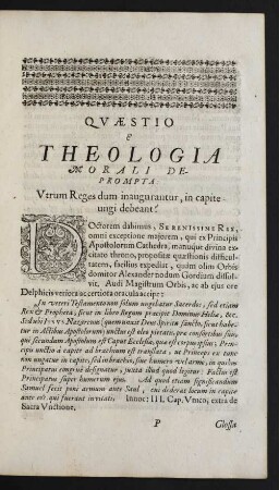 Quaestio E Theologia Morali Deprompta: