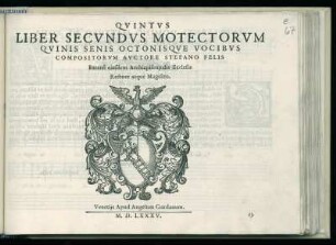 Stefano Felis: Liber secundus motectorum ... Quintus