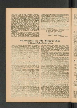 Der Festsaal unserer Fritz-Schumacher-Schule : Ein dringender Mahnruf an alle Benutzer