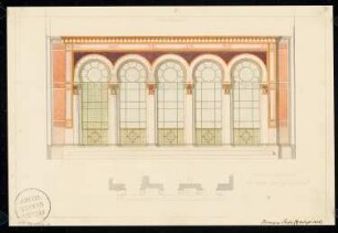Schaufenster Monatskonkurrenz März 1833: Grundriss Fassade, Aufriss Vorderansicht