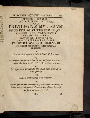 131-140, Spec. 633. Quo Privilegium mulierum ...