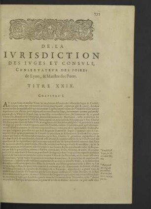 De la iurisdiction des iuges et consuls ... Titre XXIX.