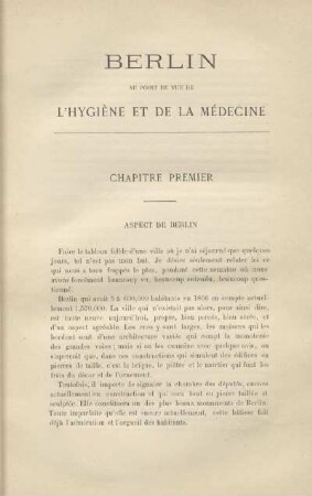 Chapitre premier. Aspect de Berlin