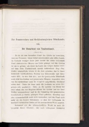 Zur Pommerschen und Mecklenburgischen Münzkunde