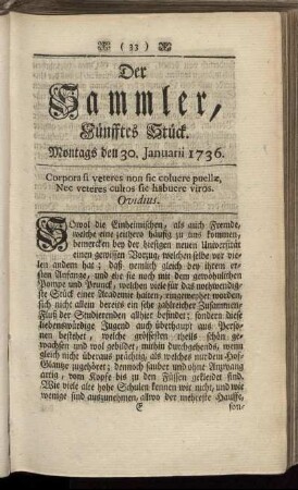 Fünfftes Stück. Montags den 30. Januarii 1736.