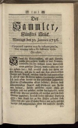 Fünfftes Stück. Montags den 30. Januarii 1736.