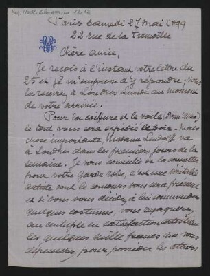 Brief an Lilli Lehmann : 27.05.1899