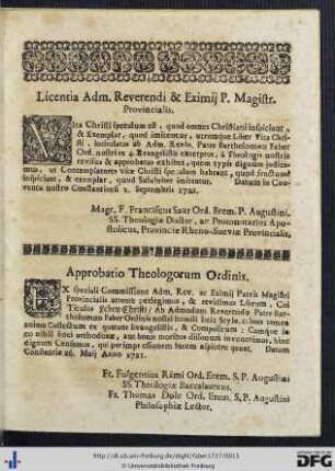 Approbatio; Censura Ordinarii.