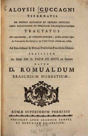 De mutuis ecclesiae et imperii officiis erga religionem