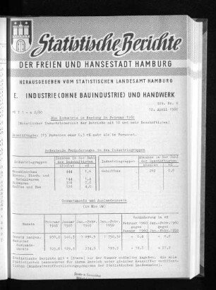 Die Industrie in Hamburg im Februar 1960 : Lfd. Nr. 8