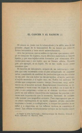 El cáncer y el radium