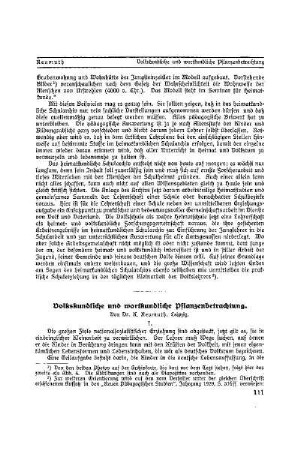 Volkskundliche und wortkundliche Pflanzenbetrachtung