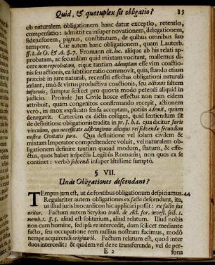 § VII. Unde Obligationes descendant?