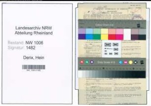 Entnazifizierung Hein Derix , geb. 26.05.1904 (Glasmaler)