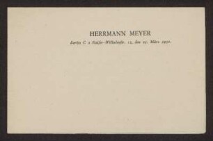 Einladung von Herrmann Meyer (1901-1972) zur Betrachtung seiner Moses-Mendelssohn-Sammlung