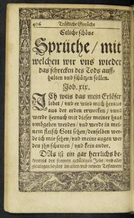 Etliche schöne Sprüche/ mit welchen wir uns wieder das schrecken des Tods auffhalten und schützen sollen.