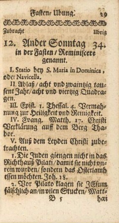 Ander Sonntag in der Fasten / Reminiscere genannt