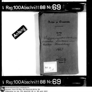 Viehschatzregister (ohne Viehbestand) der Ämter Fürstenau, Grönenberg und Wittlage