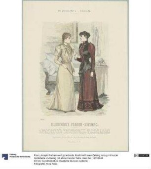 Illustrirte Frauen-Zeitung: Anzug mit kurzer Gürteltaille und Anzug mit abstechender Taille