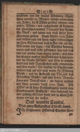 Das neundte Capitul. Das zewy Ankunfften Christi seynd