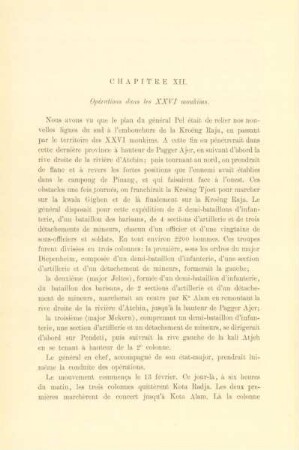 Chapitre XII. Opérations dans les XXVI moukims