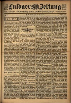 Erste Ausgabe vom Mittwoch, den 23. April 1902.