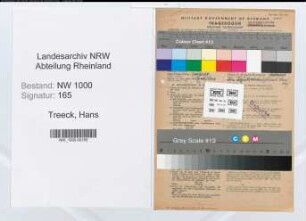 Entnazifizierung Hans Van Treeck, geb. 26.02.1895 (Kaufmaennischer Angestellter)