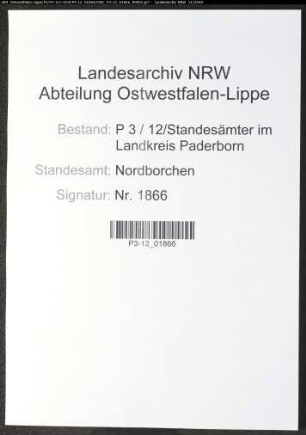 Sterberegister Standesamt Nordborchen