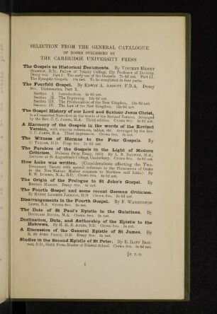 Selection from the the general catalogue of books published by the cambridge university press