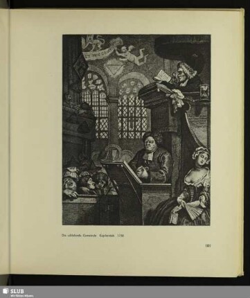 Die schlafende Gemeinde. Kupferstich, 1736