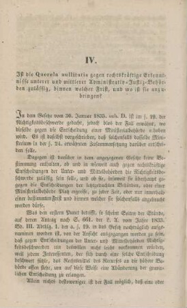 IV. Ist die Querela nullitatis gegen rechtskräftige Erkentnisse ...
