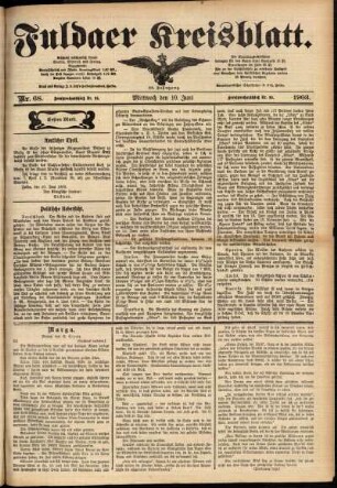 Erste Ausgabe vom Mittwoch, den 10. Juni 1903.